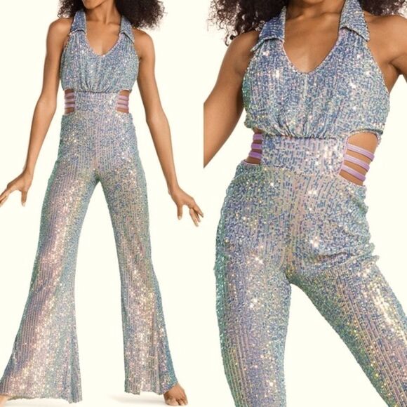 Revolution Tenth House dance costume blue sequin jumpsuit CADENT TH24169 SA - Picture 1 of 10